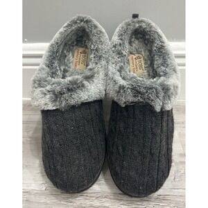 BOBS from Skechers Keepsakes Ice Angel Charcoal Gray Shoes Cable Knit Slippers 8